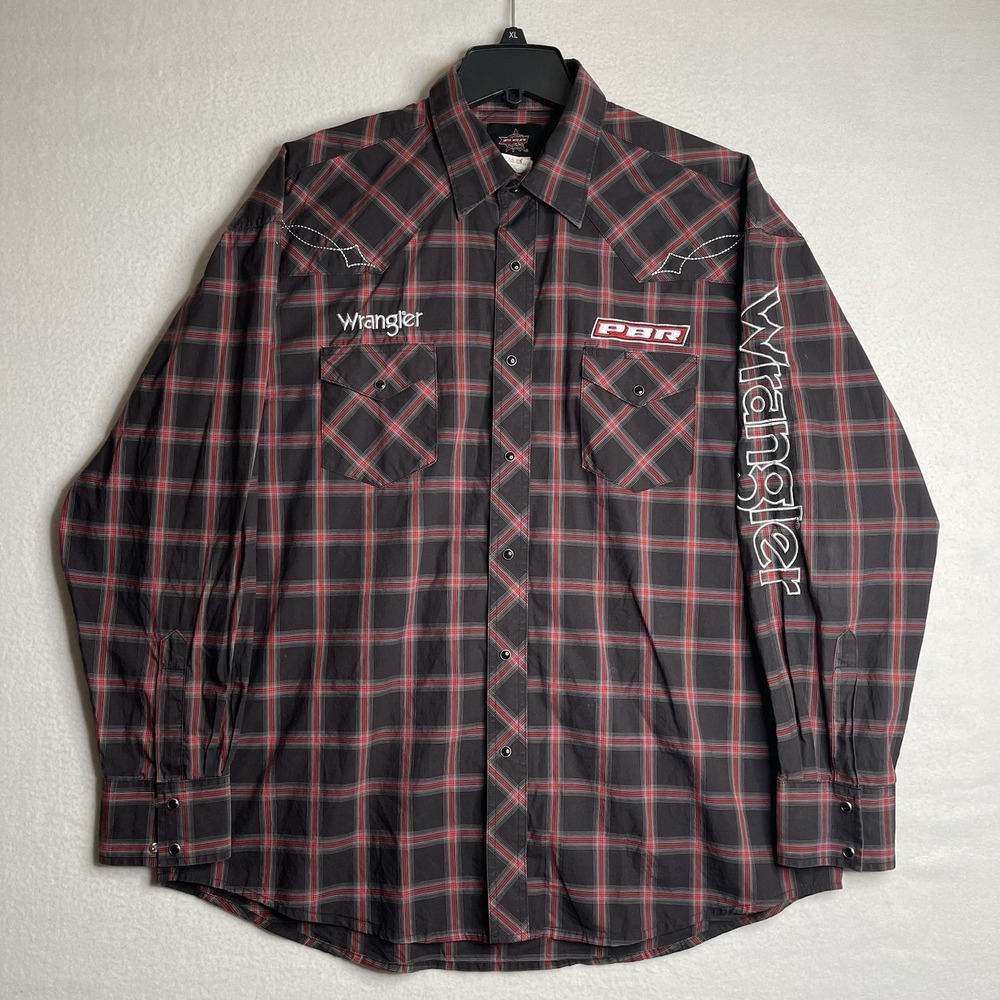 Wrangler PBR Professional Bull Riders Rodeo Shirt Men XL Red Western Embroidered